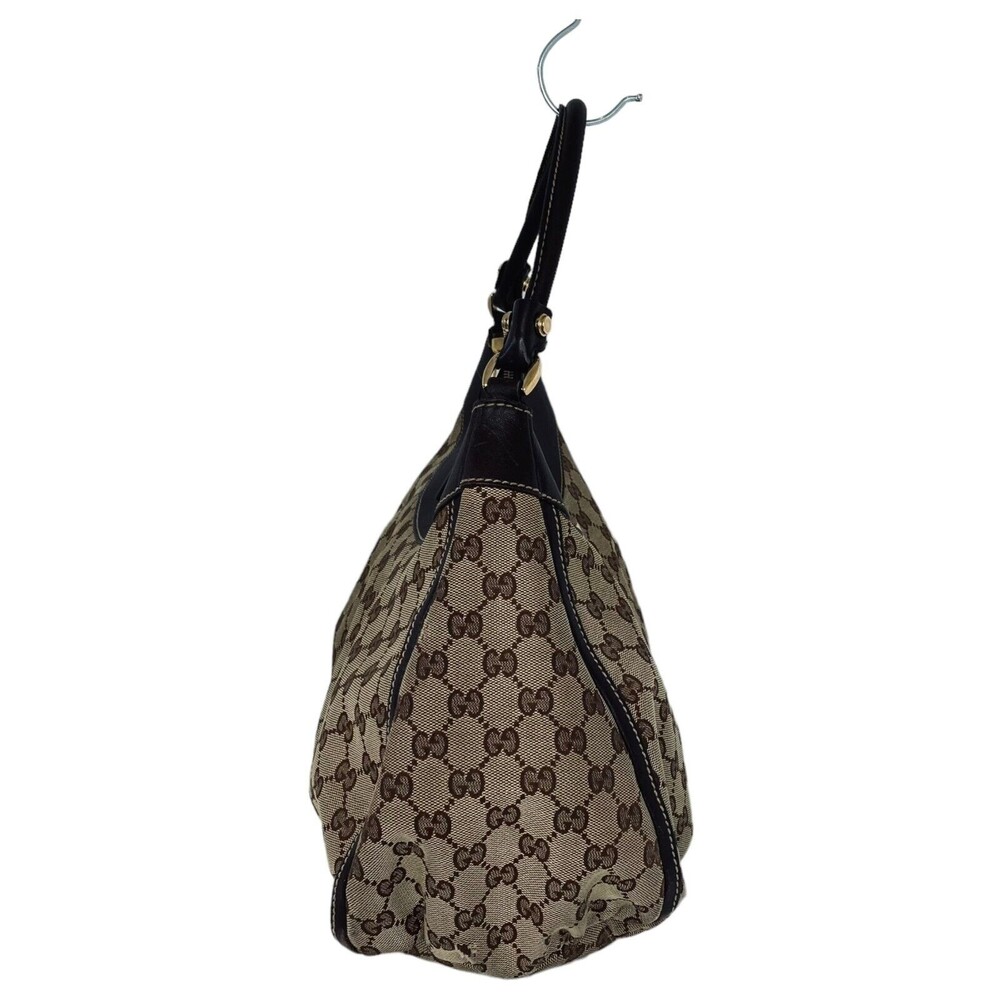 Authentic GUCCI Medium GG Monogram Tan Canvas Sukey Tote Handbag Purse - Picture 4 of 16
